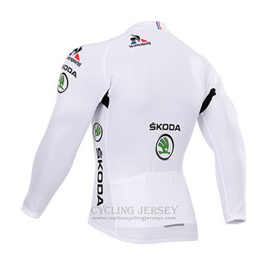 2015 Cycling Jersey Tour de France White Long Sleeve and Bib Tight